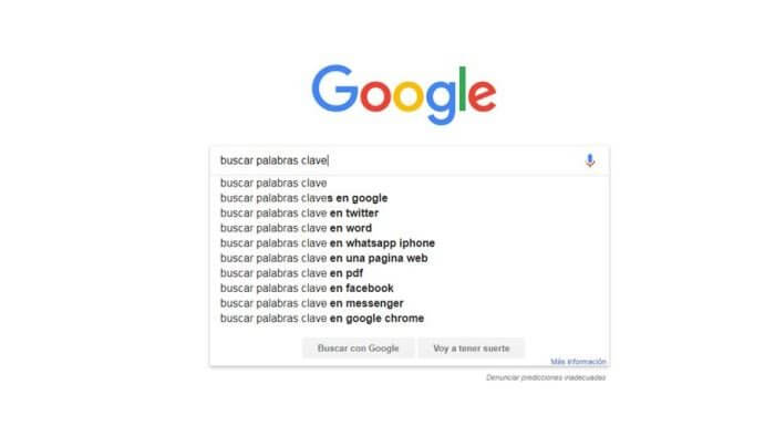 sugerencias google palabras clave